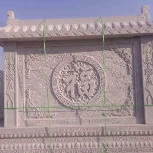 吕梁 芝麻白花岗岩屏风，照壁，影壁
