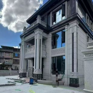 吕梁 别墅干挂，芝麻白与芝麻黑完美配合